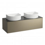 Тумба під 2 раковини Laufen Sonar 120 см з 2 отворами МДФ/ДСП/керамограніт титан/чорний мармур H4054240341421