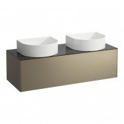 Тумба под 2 раковины Laufen Sonar 120 см с 2 отверстиями МДФ/ДСП/керамогранит титан/черный мрамор H4054240341421