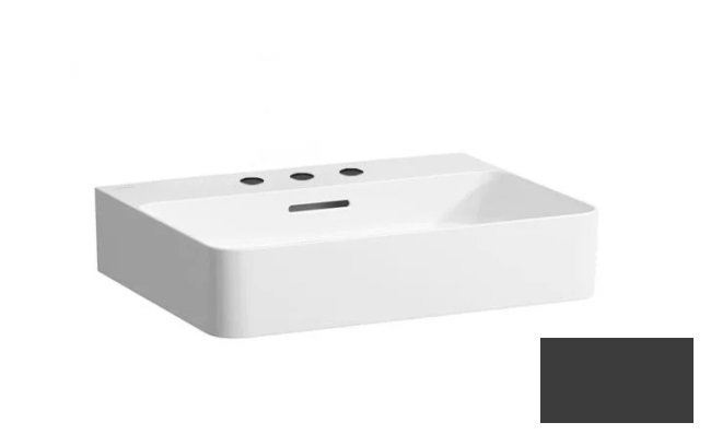 Раковина для ванной Laufen Val 55х42 см с 3 отверстиями под смеситель керамика графит матовый H8102827581081