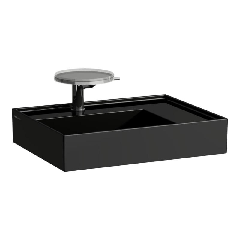 Раковина для ванної Laufen Kartell 60х46 см із прихованим зливом з 1 отвором кераміка чорний глянсовий H8103340201111