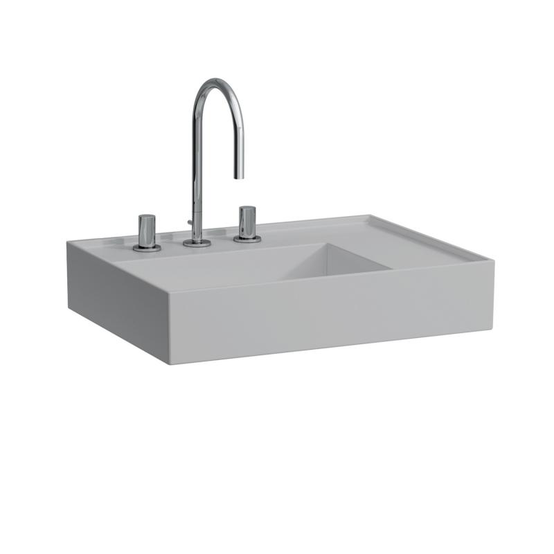 Раковина для ванной Laufen Kartell 60х46 см со скрытым сливом с 3 отверстиями керамика серый матовый H8103347591581