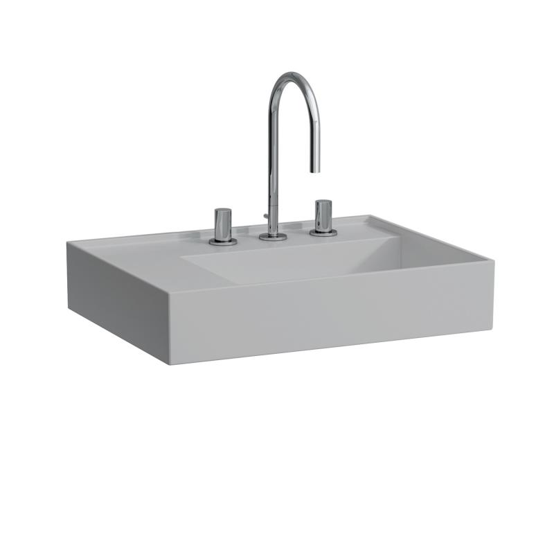 Раковина для ванной Laufen Kartell 60х46 см со скрытым сливом и с 3 отверстиями керамика серый матовый H8103357591581
