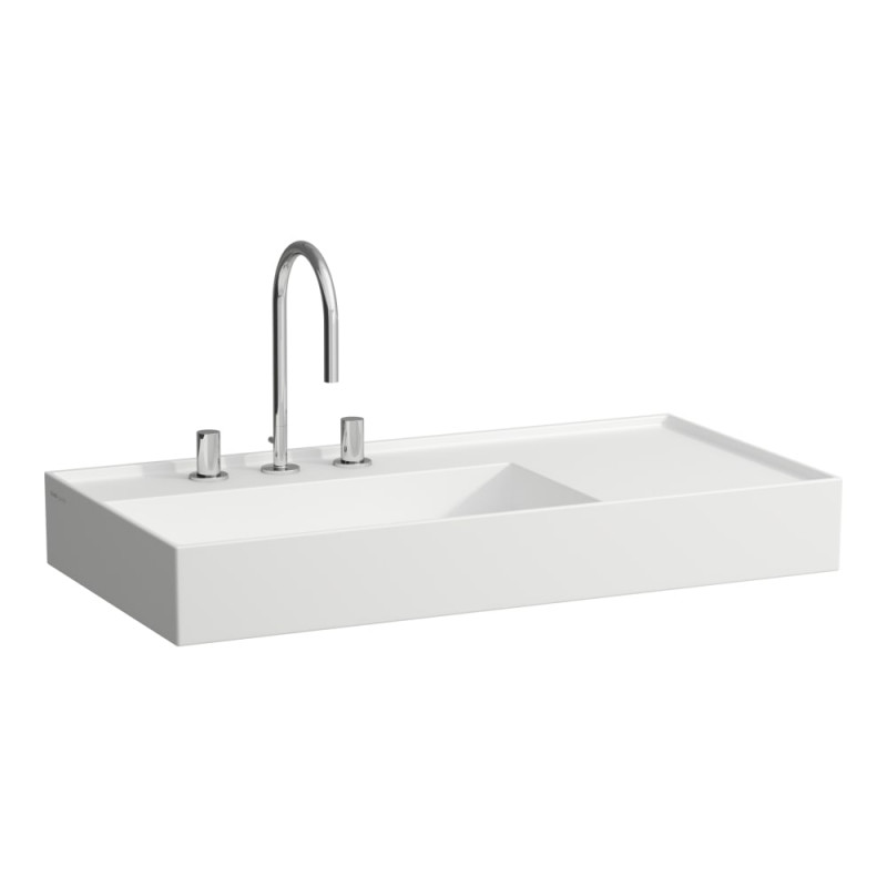 Раковина для ванной Laufen Kartell 90х46 см полка справа c 3 отверстиями керамика белый матовый H8103387571581