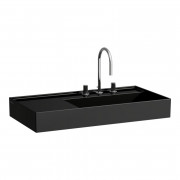 Раковина для ванной Laufen Kartell 90х46 см полка слева c 3 отверстиями керамика черный глянцевый H8103390201581