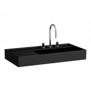 Раковина для ванной Laufen Kartell 90х46 см полка слева c 3 отверстиями керамика черный матовый H8103397161581
