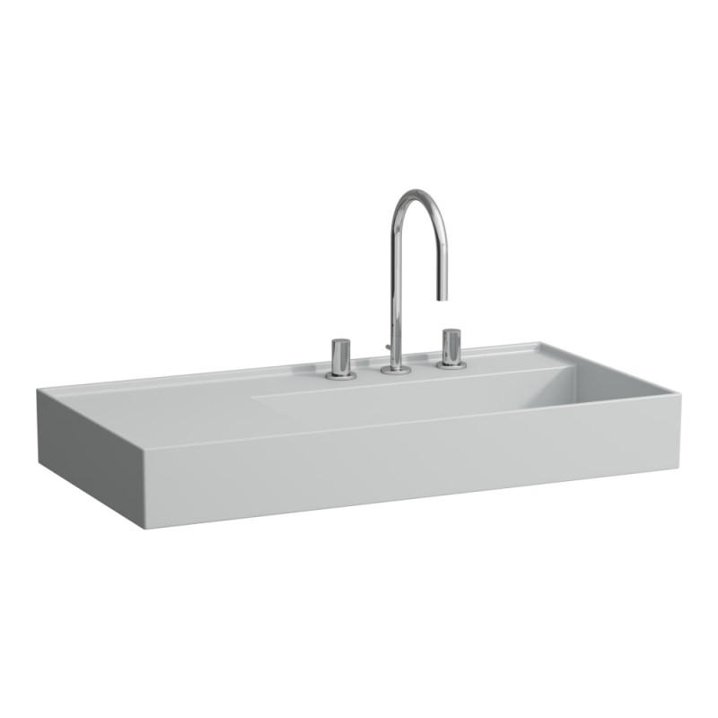 Раковина для ванной Laufen Kartell 90х46 см полка слева c 3 отверстиями керамика серый матовый H8103397591581