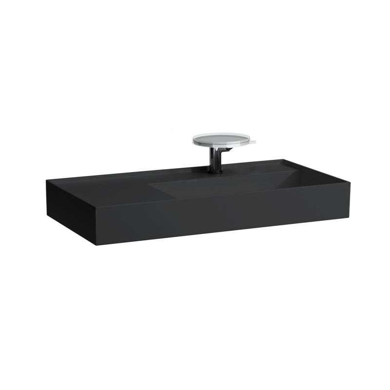 Раковина для ванної Laufen Kartell 90х46 см полиця зліва з 1 отвором кераміка чорний матовий H8103397161111