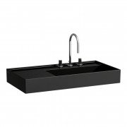 Раковина для ванной Laufen Kartell 90х46 см полка слева c 3 отверстиями керамика черный глянцевый H8103390201581