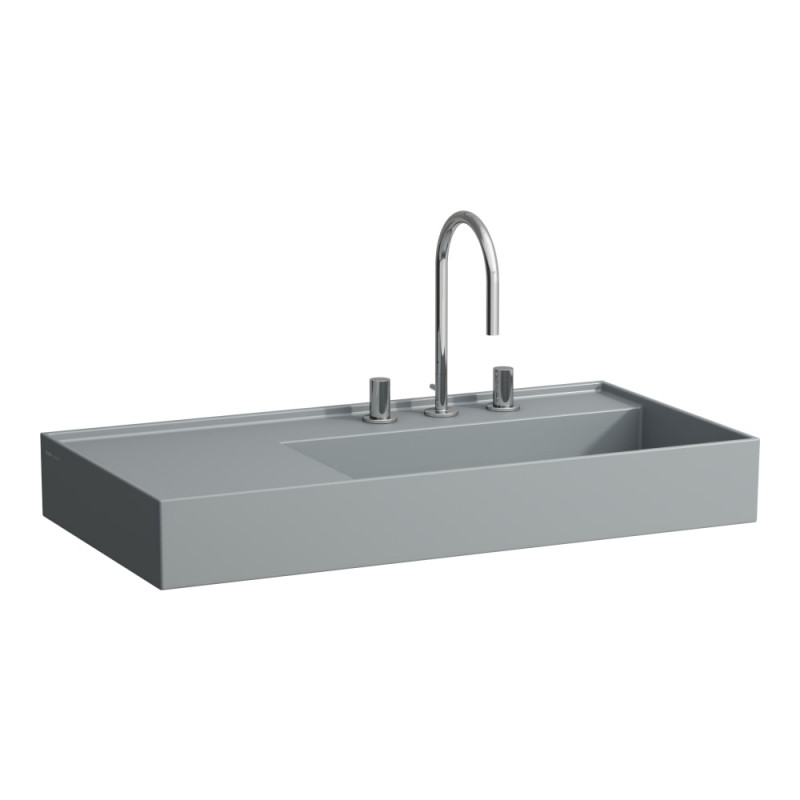 Раковина для ванной Laufen Kartell 90х46 см полка слева c 3 отверстиями керамика графит матовый H8103397581581