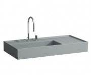Раковина для ванної Laufen Kartell 90х46 см полиця праворуч з 2 отворами кераміка графіт матовий H8103387588151