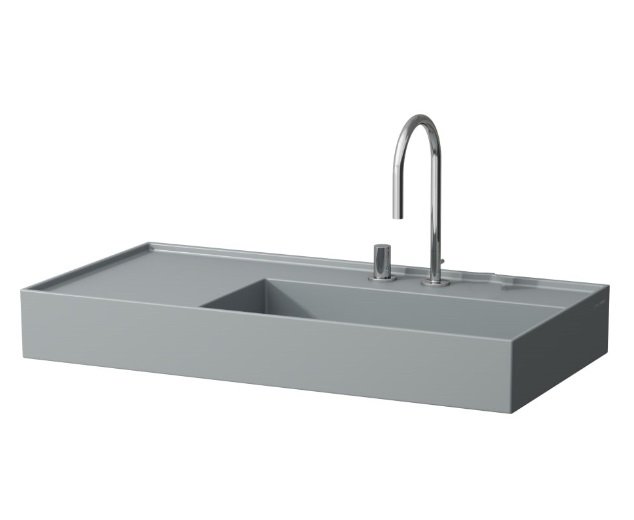 Раковина для ванної Laufen Kartell 90х46 см полиця зліва з 2 отворами кераміка графіт матовий H8103397588151
