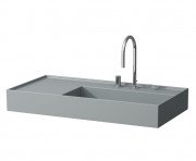 Раковина для ванной Laufen Kartell 90х46 см полка слева c 2 отверстиями керамика графит матовый H8103397588151