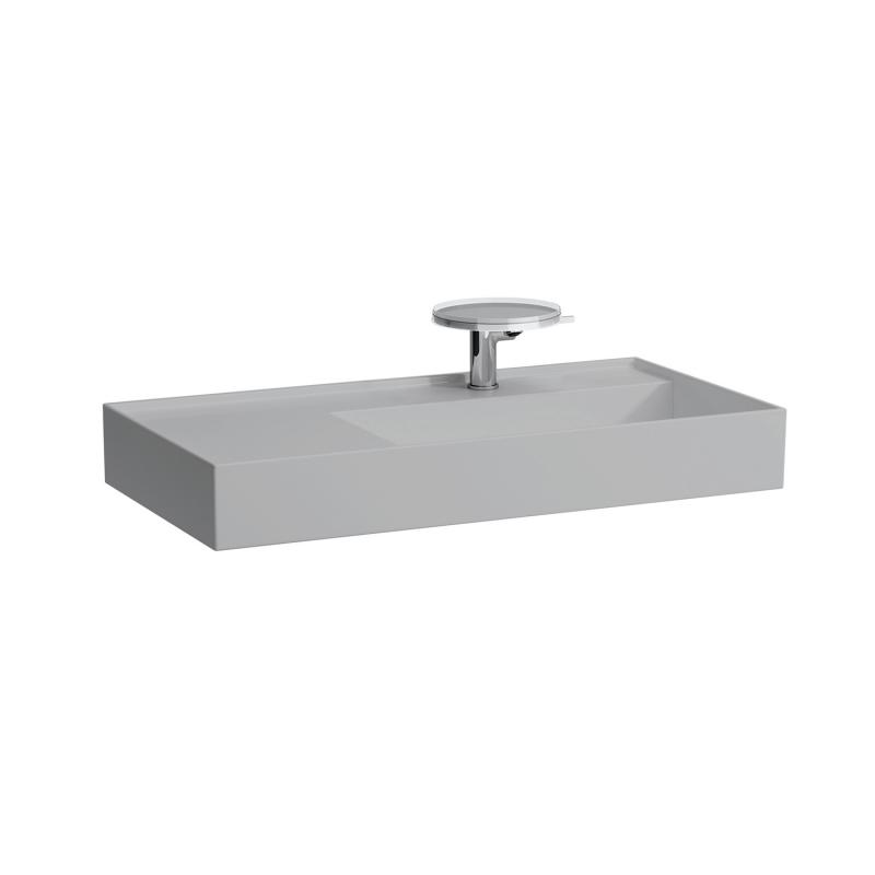 Раковина для ванної Laufen Kartell 90х46 см полиця зліва з 1 отвором кераміка сірий матовий H8103397591111