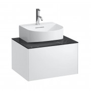 Тумба под раковину Laufen Sonar 60 см с отверстием в центре МДФ/ДСП/керамогранит белый матовый/черный мрамор H4054310341431