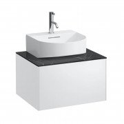 Тумба под раковину Laufen Sonar 60 см с отверстием в центре МДФ/ДСП/керамогранит белый матовый/черный мрамор H4054310341431