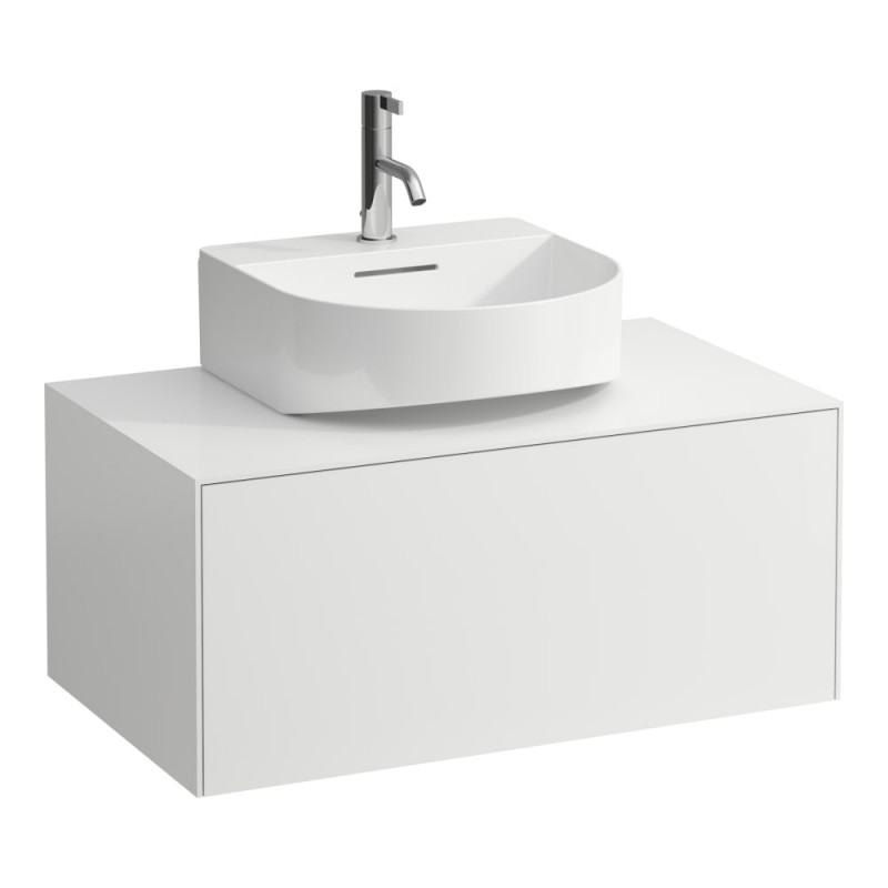 Тумба под раковину Laufen Sonar 80 см с отверстием под раковину и смеситель МДФ/ДСП белый матовый H4054410341701