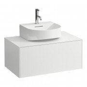 Тумба під раковину Laufen Sonar 80 см з отвором під раковину та змішувач МДФ/ДСП білий матовий H4054410341701