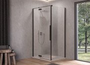 Душевые двери Kolpa San Polaris D 100-L B 100х200 см левая профиль черный/прозрачное стекло Clean Coat 515780