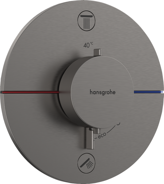 Термостат скрытого монтажа Hansgrohe ShowerSelect Comfort S 2 потребителя со встроенной защитной комбинацией EN1717 шлифованный черный хром 15556340