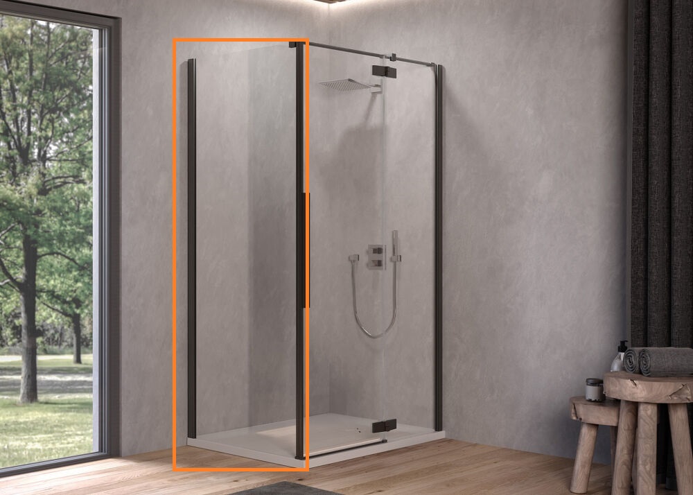 Душова бокова стінка Kolpa San Andromeda/Polaris W 90 B 90х200 см профіль чорний/прозоре скло Clean Coat 515850