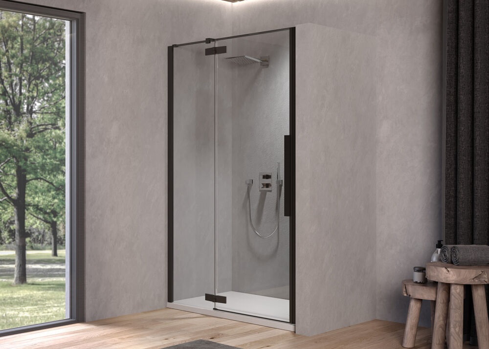 Душові двері Kolpa San Polaris N 140-L B 140х200 см ліва профіль чорний/прозоре скло Clean Coat 516010