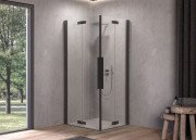 Душевая кабина Kolpa San Polaris fold Q SBR 80х80 см профиль черный/прозрачное стекло Clean Coat 516120