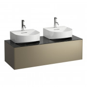 Тумба під 2 раковини Laufen Sonar 120 см МДФ/ДСП/керамограніт титан/чорний мармур H4054540341421