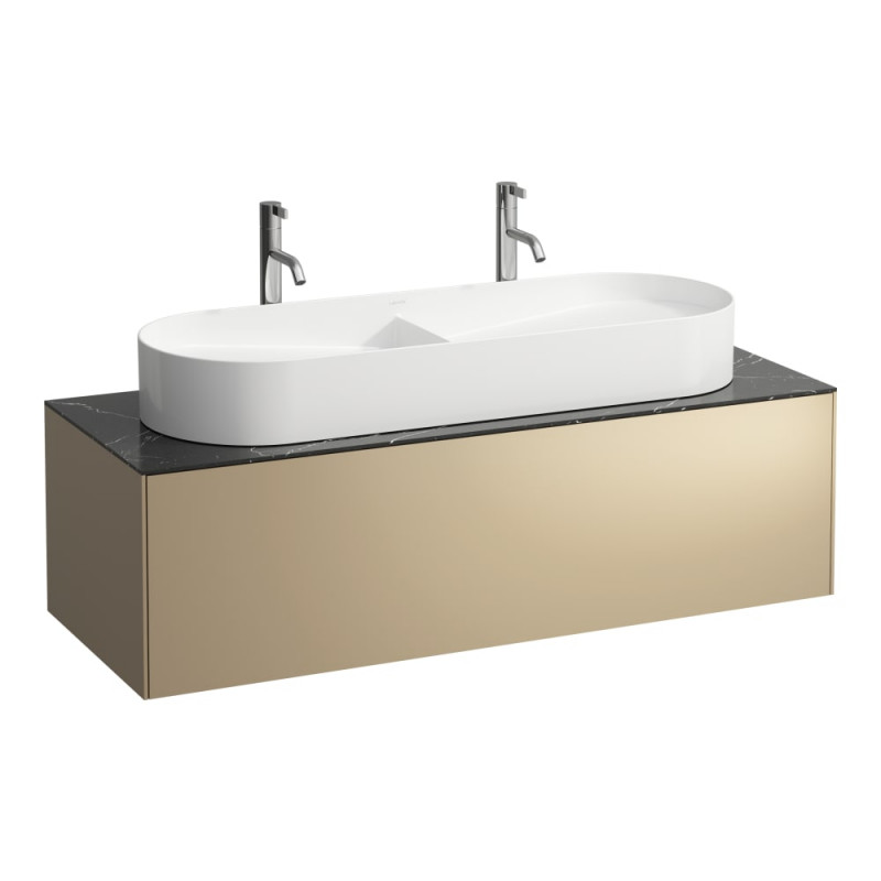 Тумба под раковину Laufen Sonar 120 см с отверстием в центре МДФ/ДСП/керамогранит золото/черный мрамор H4054710341401