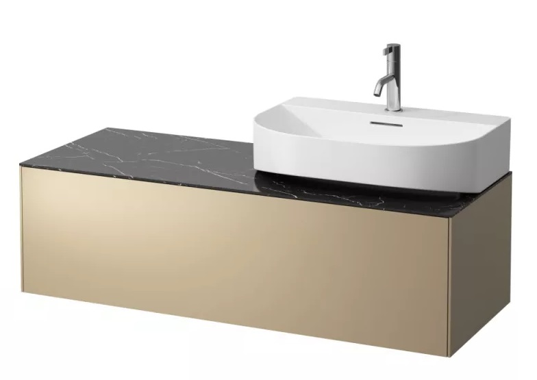 Тумба под раковину Laufen Sonar 120 см с отверстием справа МДФ/ДСП/керамогранит золото/черный мрамор H4054530341401