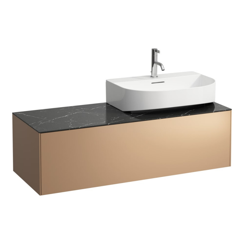 Тумба под раковину Laufen Sonar 120 см с отверстием справа МДФ/ДСП/керамогранит медь/черный мрамор H4054530341411