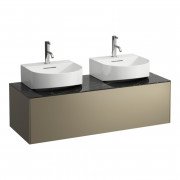 Тумба под 2 раковины Laufen Sonar 120 см МДФ/ДСП/керамогранит титан/черный мрамор H4054540341421