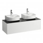 Тумба под 2 раковины Laufen Sonar 120 см МДФ/ДСП/керамогранит белый матовый/черный мрамор H4054540341431