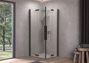 Душевая кабина Kolpa San Polaris fold Q SBR 90х90 см профиль черный/прозрачное стекло Clean Coat 516130