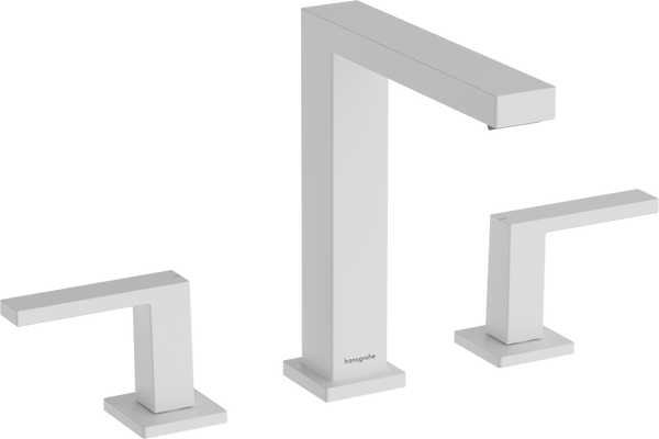 Смеситель для раковины Hansgrohe Tecturis E на 3 отверстия с донным клапаном Push-Open матовый белый 73030700