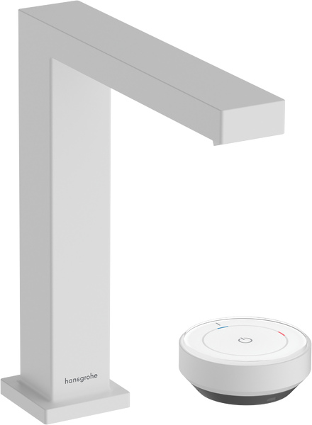 Смеситель для раковины Hansgrohe Tecturis E на 2 отверстия с донным клапаном матовый белый 73053700