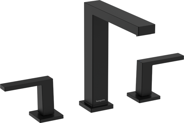 Змішувач для раковини Hansgrohe Tecturis E на 3 отвори з донним клапаном Push-Open матовий чорний 73030670