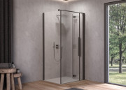 Душові двері Kolpa San Polaris Fold D 90-R B 90х200 см права профіль чорний/прозоре скло Clean Coat 516270