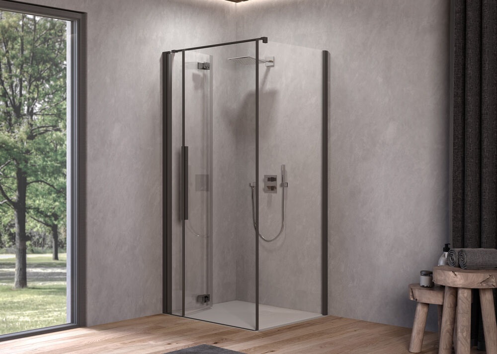 Душові двері Kolpa San Polaris Fold D 90-L B 90х200 см ліва профіль чорний/прозоре скло Clean Coat 516260