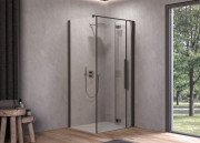 Душевые двери Kolpa San Polaris Fold D 100-R B 100х200 см правая профиль черный/прозрачное стекло Clean Coat 516290