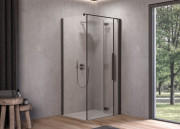 Душові двері Kolpa San Polaris Fold D 100-R B 100х200 см права профіль чорний/прозоре скло Clean Coat 516290