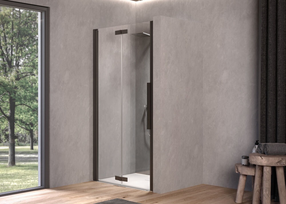 Душові двері Kolpa San Polaris Fold N 90-L B 90х200 см ліва профіль чорний/прозоре скло Clean Coat 516410