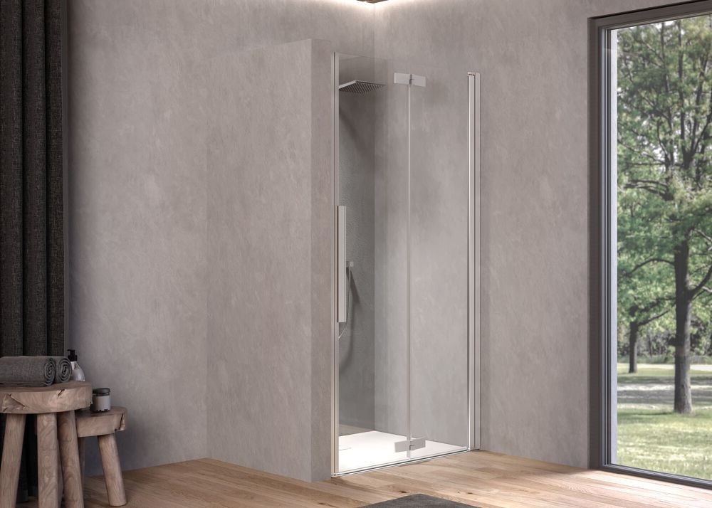 Душові двері Kolpa San Polaris Fold N 100-R SBR 100х200 см права профіль срібло/прозоре скло Clean Coat 516380