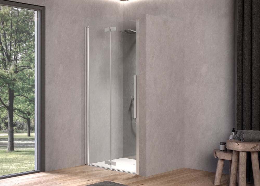 Душевые двери Kolpa San Polaris Fold N 80-L SBR 80х200 см левая профиль серебро/прозрачное стекло Clean Coat 516330