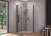 Душові двері Kolpa San Polaris Fold D 100-L B 100х200 см ліва профіль чорний/прозоре скло Clean Coat 516280