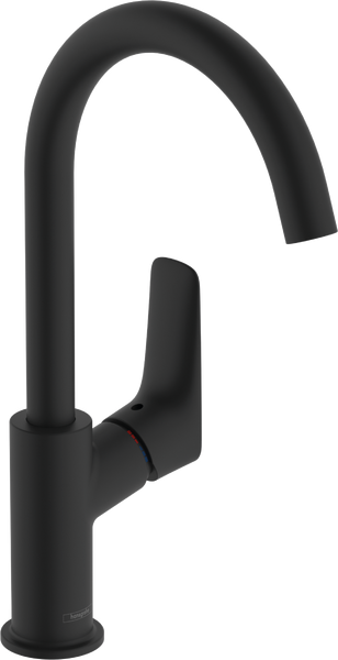 Смеситель для раковины Hansgrohe Logis однорычажный с донным клапаном матовый черный 71130670