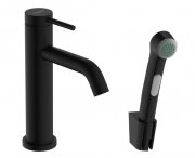 Смеситель для раковины Hansgrohe Tecturis S с гигиеническим душем матовый черный 73211670