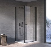 Душевые двери Kolpa San Andromeda D 90-UNI B 90х200 см профиль черный/прозрачное стекло Clean Coat 516610