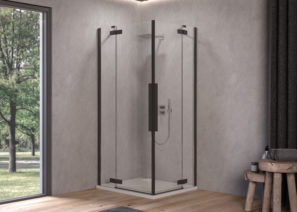 Душевая кабина Kolpa San Polaris Q B 90х90 см профиль черный/прозрачное стекло Clean Coat 515350