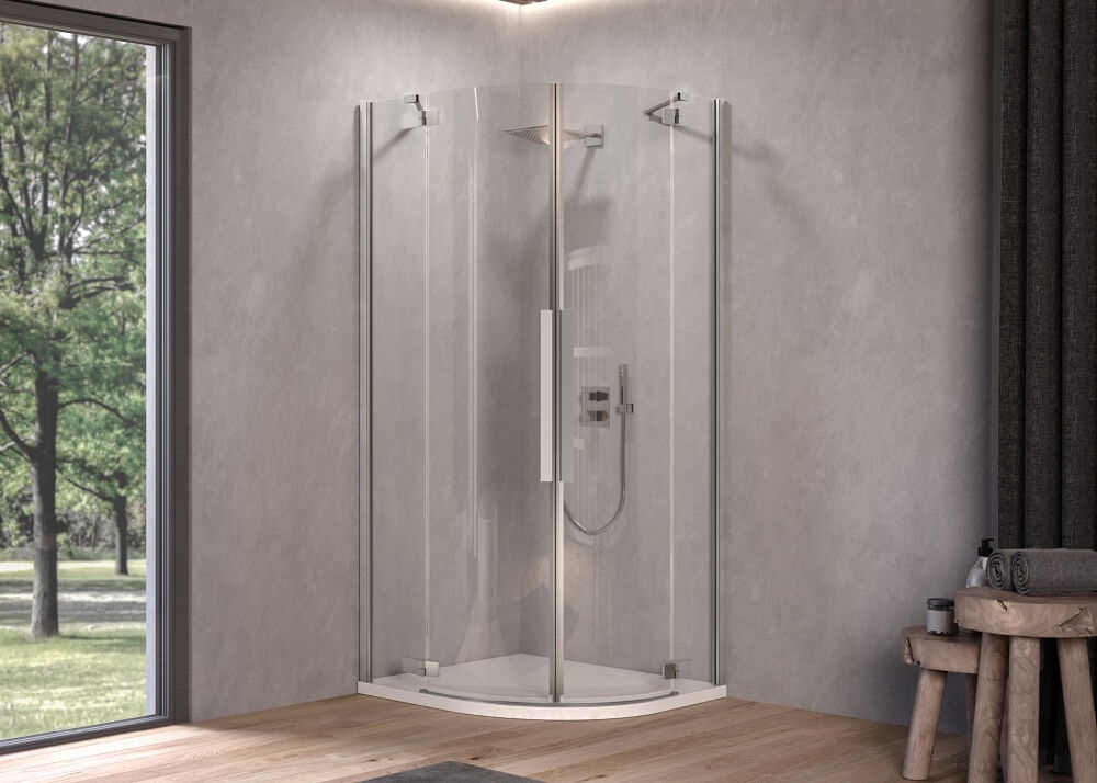 Душова кабіна Kolpa San Polaris R SBR 100х100 см профіль срібло/прозоре скло Clean Coat 515380