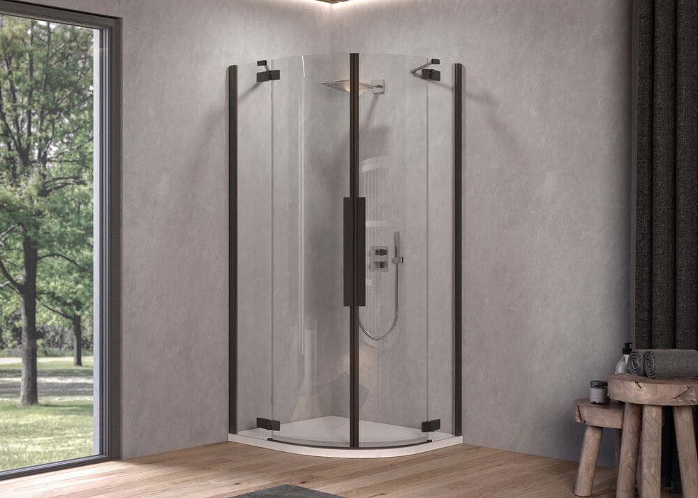 Душевая кабина Kolpa San Polaris R SBR 100х100 см профиль черный/прозрачное стекло Clean Coat 515400